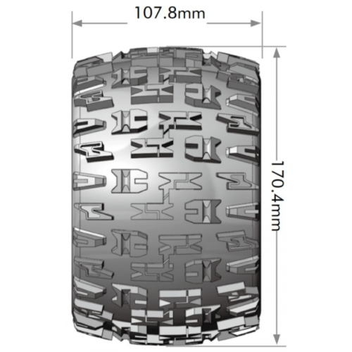 Колеса в сборе (2шт) Louise RC MT-PIONEER SPORT для автомоделей монстр трак, трагги 1/8 масштаба, черные диски, HEX: 17мм фото 2